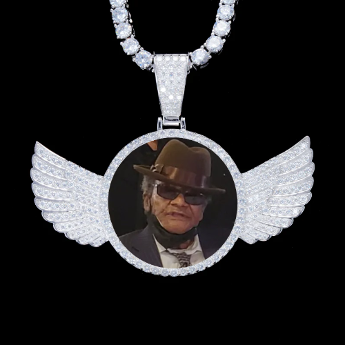 925S & VVS Moissanite 3D Wing Custom Picture Pendant