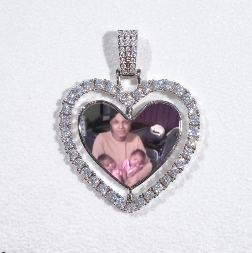 3D Spinning 2-Faced Heart Custom Picture Pendant