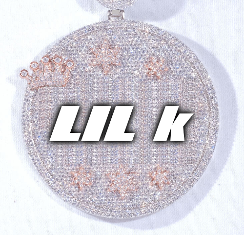 CUSTOM LETTER NECKLACE 3D BIG CROWN DISC