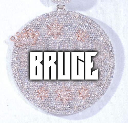 CUSTOM LETTER NECKLACE 3D BIG CROWN DISC