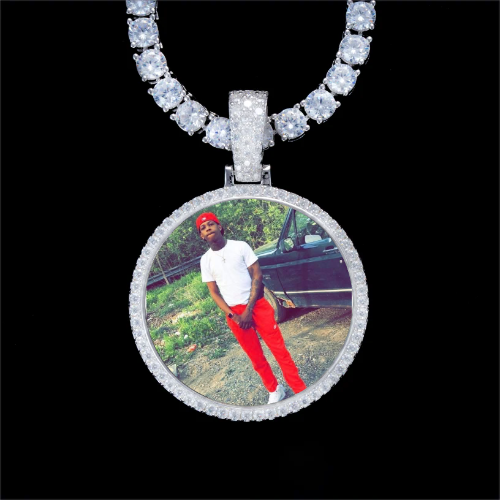 925S & VVS Moissanite 3D Circle Custom Picture Pendant