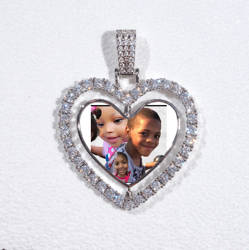 3D Spinning 2-Faced Heart Custom Picture Pendant
