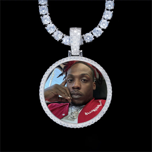 925S & VVS Moissanite 3D Circle Custom Picture Pendant