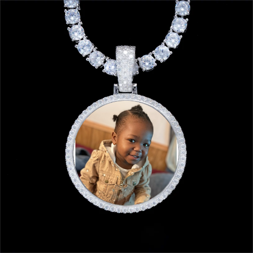 925S & VVS Moissanite 3D Circle Custom Picture Pendant