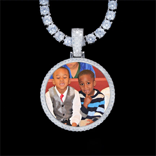 925S & VVS Moissanite 3D Circle Custom Picture Pendant