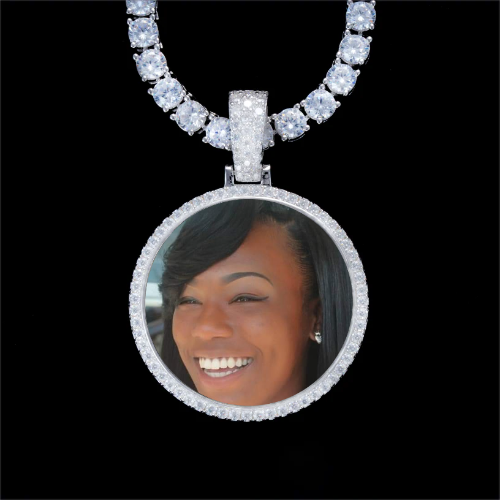 925S & VVS Moissanite 3D Circle Custom Picture Pendant