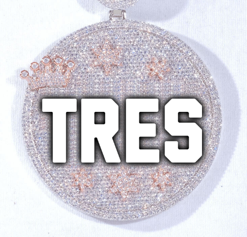 CUSTOM LETTER NECKLACE 3D BIG CROWN DISC