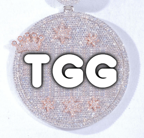 CUSTOM LETTER NECKLACE 3D BIG CROWN DISC