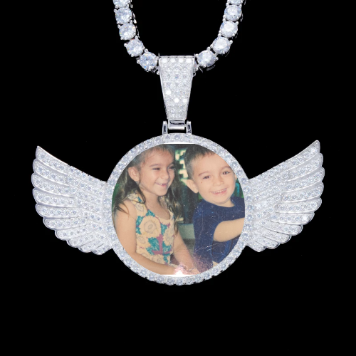 925S & VVS Moissanite 3D Wing Custom Picture Pendant