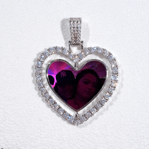 3D Spinning 2-Faced Heart Custom Picture Pendant
