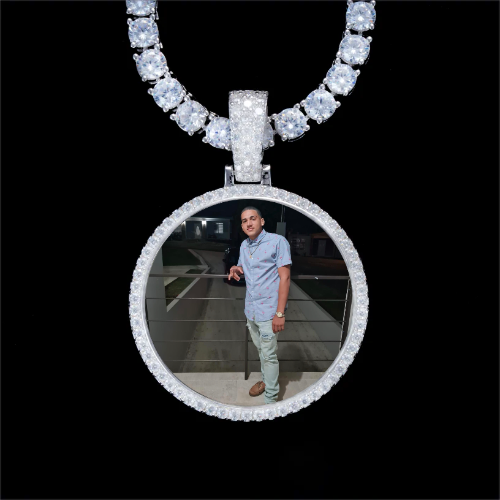 925S & VVS Moissanite 3D Circle Custom Picture Pendant