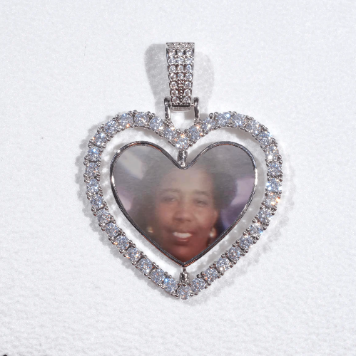 3D Spinning 2-Faced Heart Custom Picture Pendant