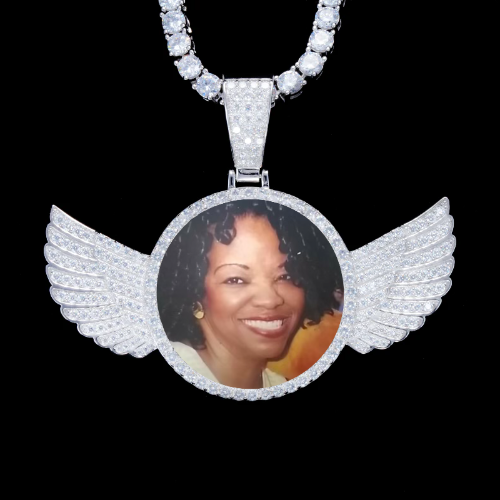 925S & VVS Moissanite 3D Wing Custom Picture Pendant