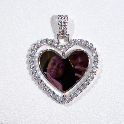 3D Spinning 2-Faced Heart Custom Picture Pendant