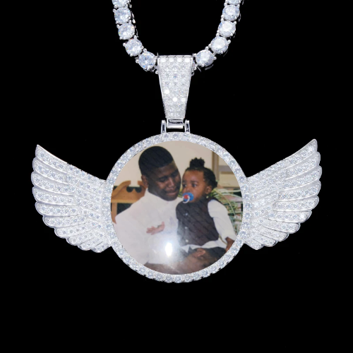 925S & VVS Moissanite 3D Wing Custom Picture Pendant