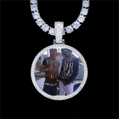 925S & VVS Moissanite 3D Circle Custom Picture Pendant