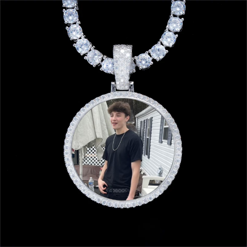 925S & VVS Moissanite 3D Circle Custom Picture Pendant