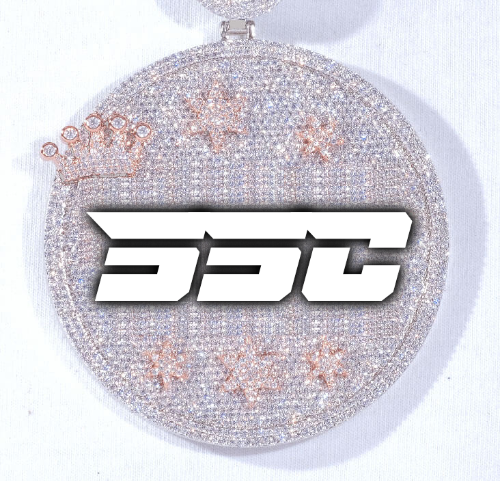 CUSTOM LETTER NECKLACE 3D BIG CROWN DISC