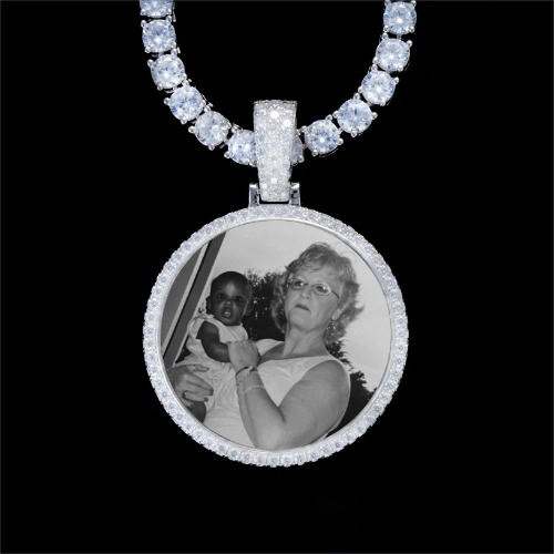 925S & VVS Moissanite 3D Circle Custom Picture Pendant
