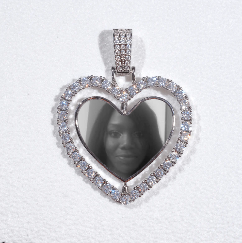 3D Spinning 2-Faced Heart Custom Picture Pendant