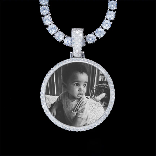 925S & VVS Moissanite 3D Circle Custom Picture Pendant