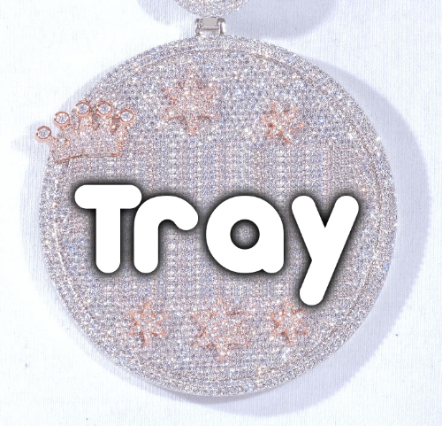 CUSTOM LETTER NECKLACE 3D BIG CROWN DISC