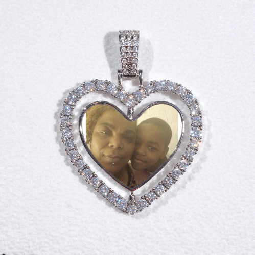 3D Spinning 2-Faced Heart Custom Picture Pendant