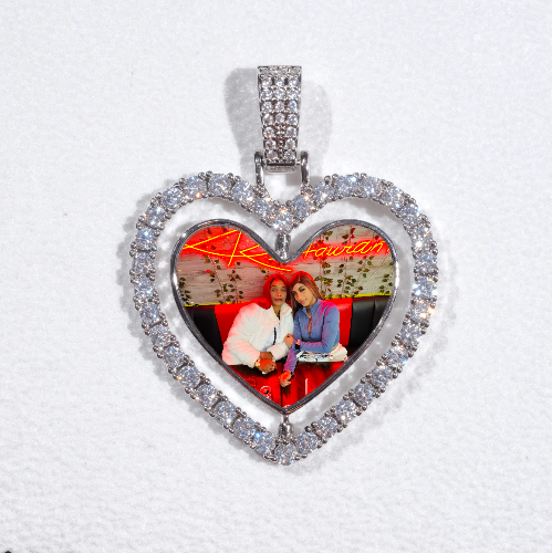 3D Spinning 2-Faced Heart Custom Picture Pendant