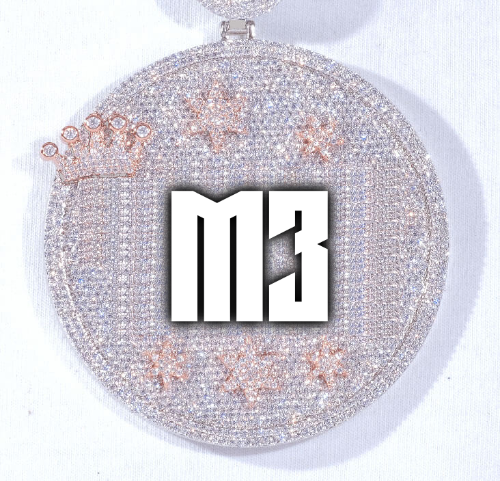 CUSTOM LETTER NECKLACE 3D BIG CROWN DISC
