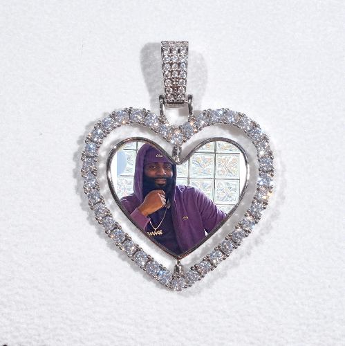 3D Spinning 2-Faced Heart Custom Picture Pendant