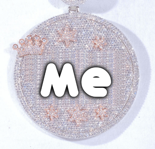CUSTOM LETTER NECKLACE 3D BIG CROWN DISC