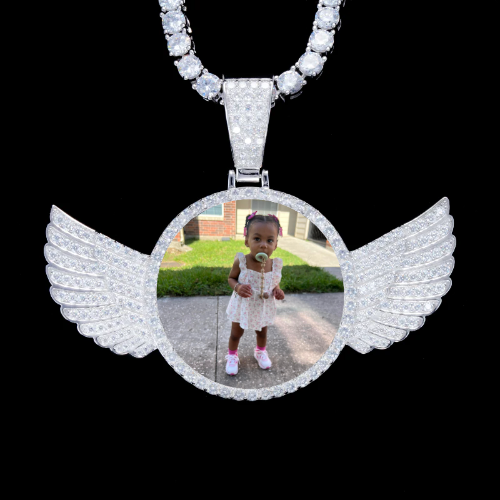 925S & VVS Moissanite 3D Wing Custom Picture Pendant