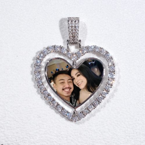 3D Spinning 2-Faced Heart Custom Picture Pendant