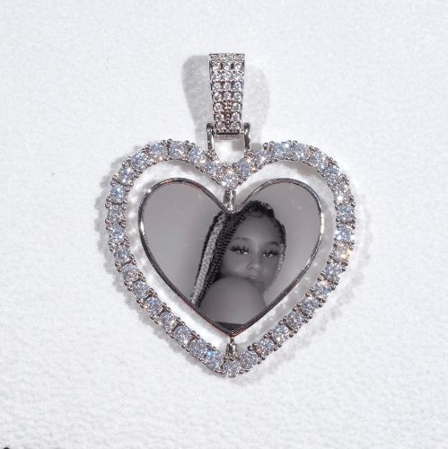 3D Spinning 2-Faced Heart Custom Picture Pendant