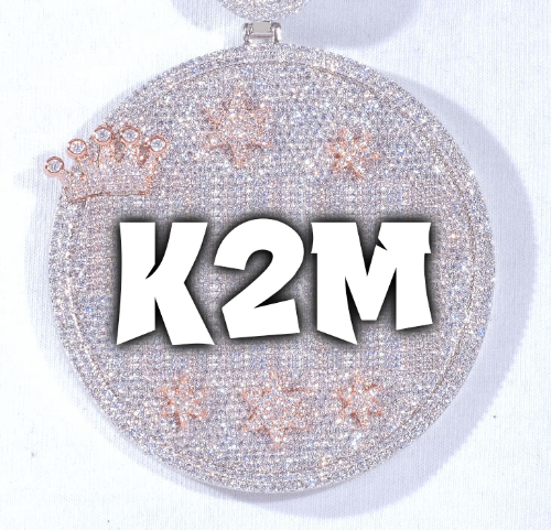 CUSTOM LETTER NECKLACE 3D BIG CROWN DISC