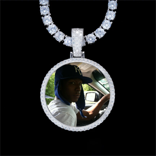 925S & VVS Moissanite 3D Circle Custom Picture Pendant