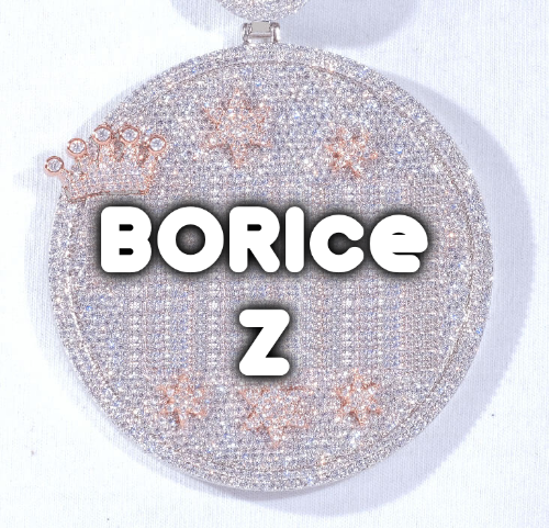 CUSTOM LETTER NECKLACE 3D BIG CROWN DISC