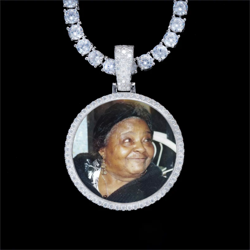 925S & VVS Moissanite 3D Circle Custom Picture Pendant