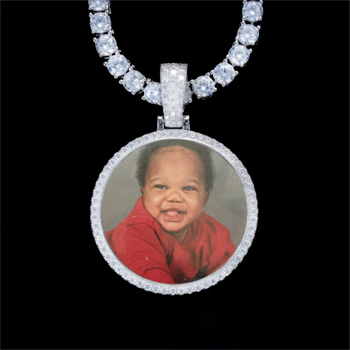 925S & VVS Moissanite 3D Circle Custom Picture Pendant