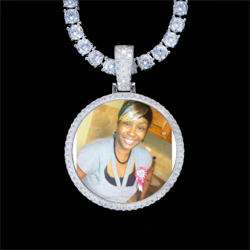 925S & VVS Moissanite 3D Circle Custom Picture Pendant