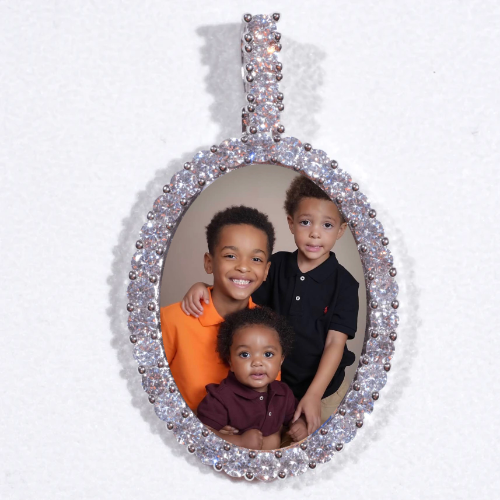 Large 3D Oval Custom Picture Pendant