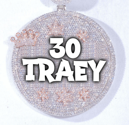 CUSTOM LETTER NECKLACE 3D BIG CROWN DISC