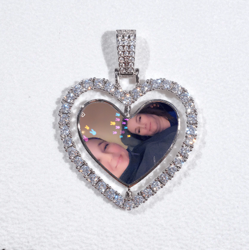 3D Spinning 2-Faced Heart Custom Picture Pendant