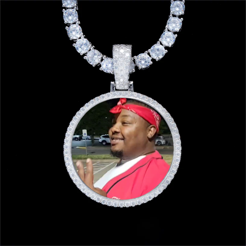 925S & VVS Moissanite 3D Circle Custom Picture Pendant