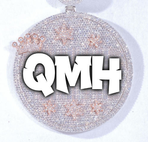 CUSTOM LETTER NECKLACE 3D BIG CROWN DISC