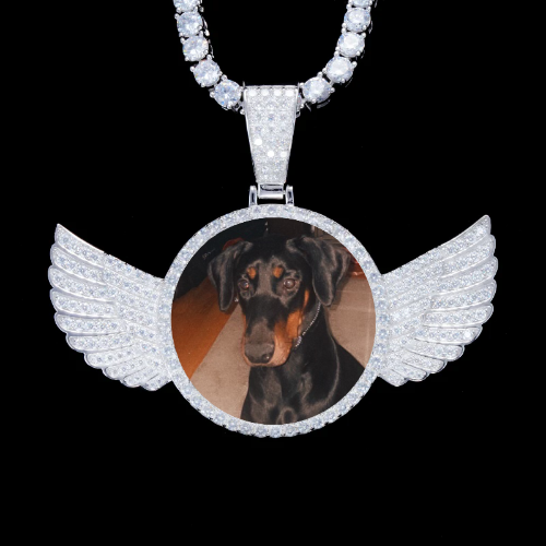 925S & VVS Moissanite 3D Wing Custom Picture Pendant