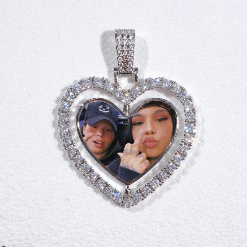 3D Spinning 2-Faced Heart Custom Picture Pendant