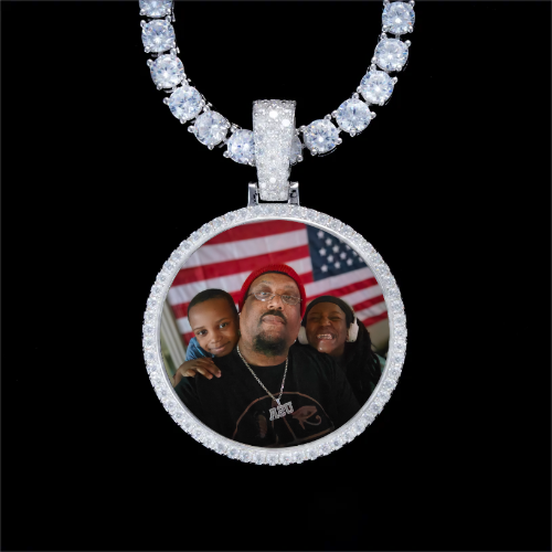 925S & VVS Moissanite 3D Circle Custom Picture Pendant
