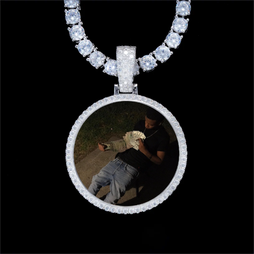 925S & VVS Moissanite 3D Circle Custom Picture Pendant