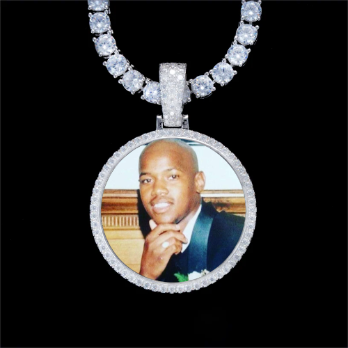 925S & VVS Moissanite 3D Circle Custom Picture Pendant